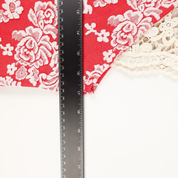 Blue Sketch Womens L Crocheted Lace Capped Sleeves Top Red Pink - Picture 4 of 7